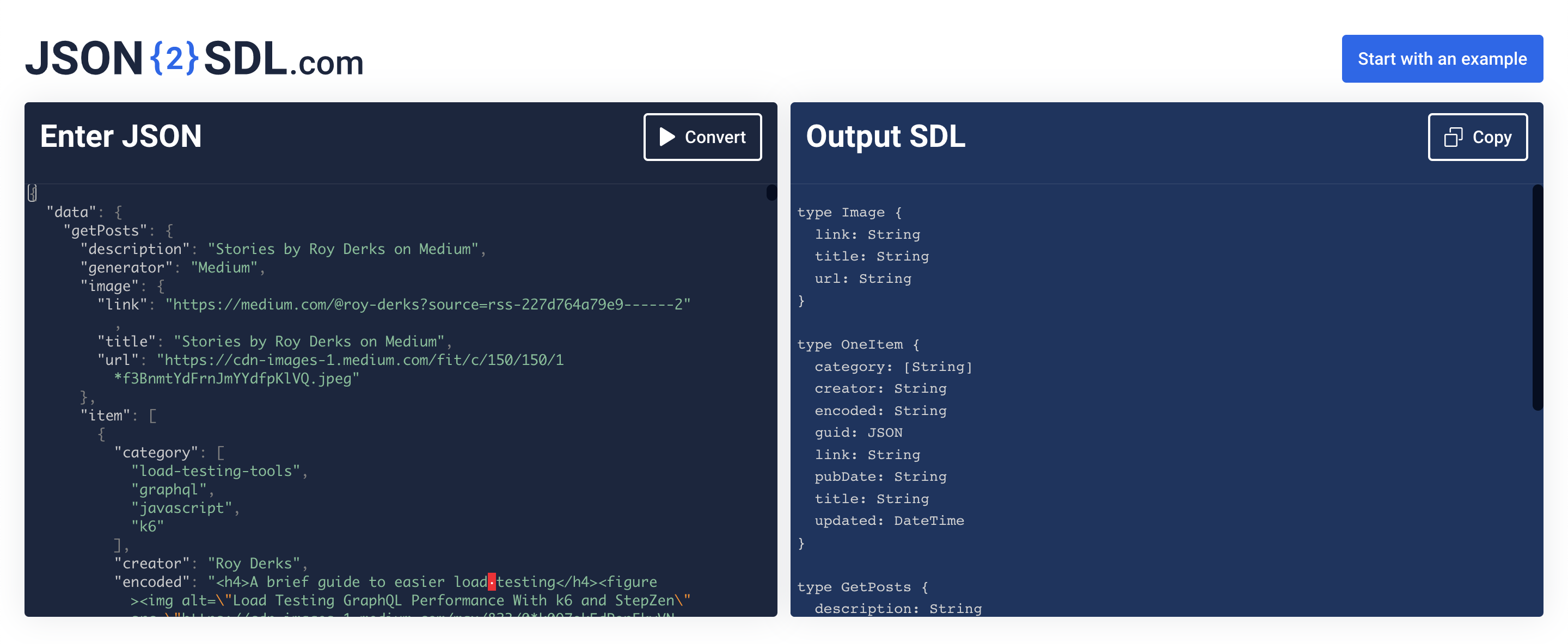 Convert JSON types to GraphQL SDL